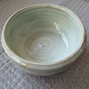 Handmade mint green and clay fired pottery bowl/succulent planter